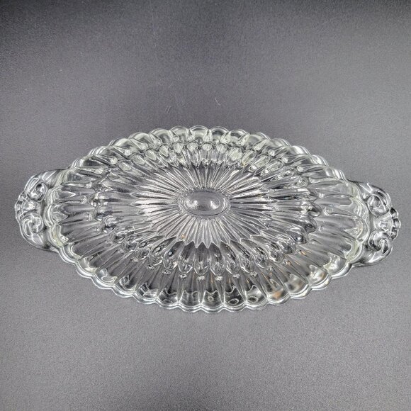 Glass Serving Trays Plates Set Of 2 Clear Vintage Charcuterie Serving Oval Read - Picture 5 of 11